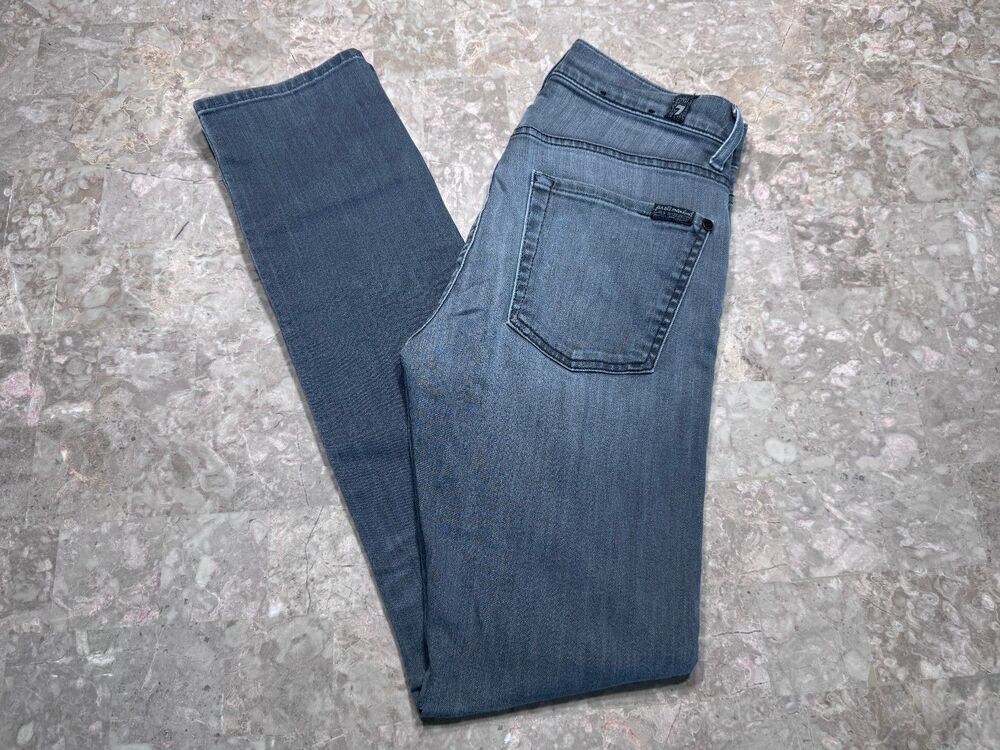7 For All Mankind Paxtyn Men's Skinny Jeans Denim Smoked Gray, Actual Size 28x30
